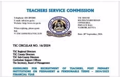 Latest TSC Guidelines for Recruitment of Secondary & Junior School Teachers 2024-2025 1 TSC recruitment guidelines for Secondary and Junior Schools Teachers 2024-2025