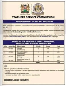 TSC advertises 5,690 promotion vacancies- Check requirements & application link 2 TSC Promotions vacancies