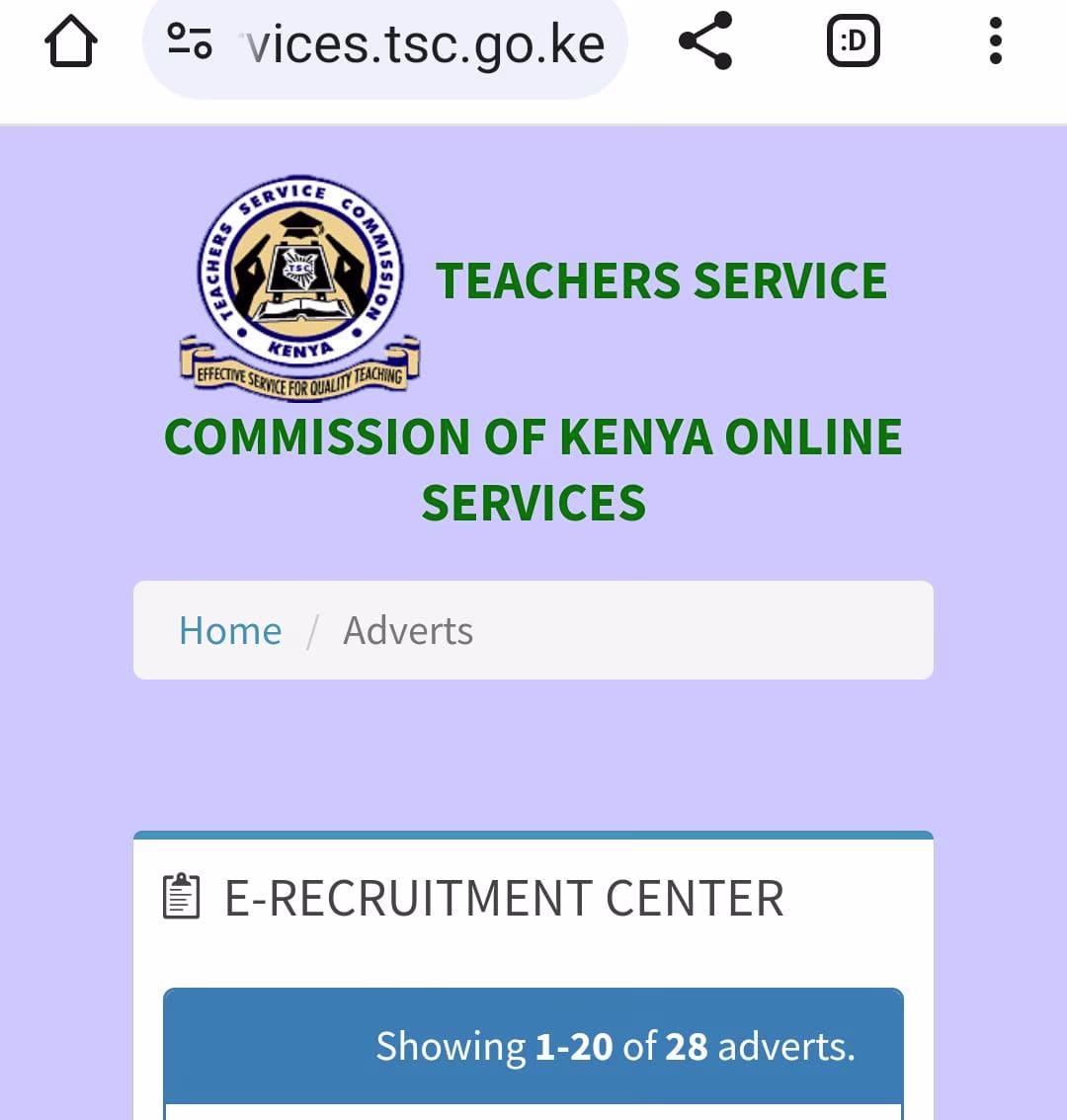 TSC 19,000 promotions vacancies application link: https://services.tsc.go.ke/adverts 1 TSC Promotions vacancies, requirements and application Links