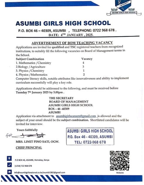 2025 BOM Teaching Vacancies for all Schools in Kenya - Best list {Updated} 5 Screenshot 20250104 174723