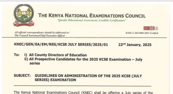 Knec Circular on registration of KCSE 2025 July Exams for Repeaters
