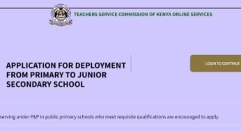 TSC Opens Online Application Portal for Deployment of Primary Teachers to JSS 2025