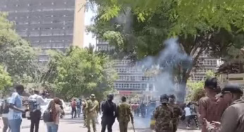 Students from the Technical University of Kenya (TUK) tear-gassed in Nairobi