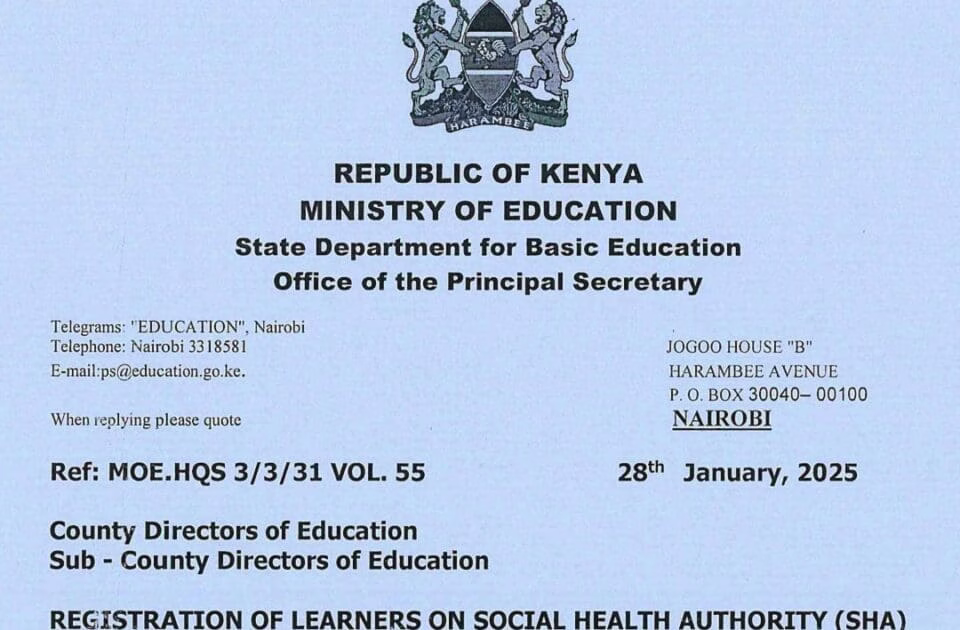 Education Ministry asks Parents to Register Students On SHA Platform 1 Education Ministry Circular on registration of school going children on the SHA Platform