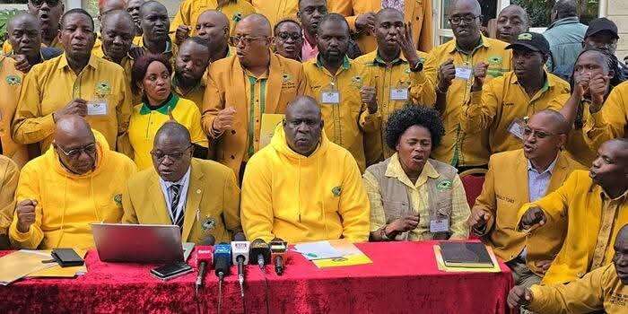 Kuppet issues warning on Transition challenges to Senior School at Grade 10 2 KUPPET National Governing Council Officials at a past Press Briefing in Nairobi. Photo/ File.