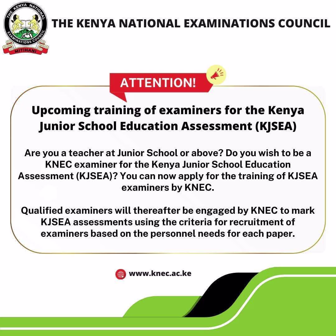 Knec invites KJSEA Examiners, lists training Centres 1 KJSEA Examiners Training by Knec.