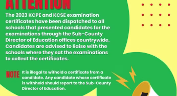 Knec dispatches 2023 KCSE and KCPE Certificates to Schools