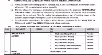 KNEC KCSE 2025 Final Timetable & Instructions