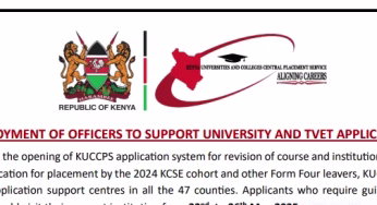 KUCCPS Announces Teacher Upgrade Training and TVET Intakes