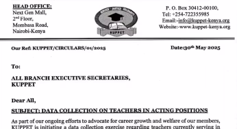 Circular on collection of data for all teachers in acting positions: Fill form here