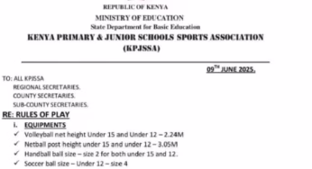 Kenya Primary and Junior Schools (KPJSSA) Sports Rules