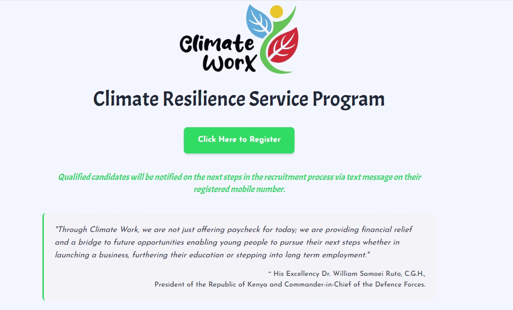 Climate Works, Kazi Mtaani: {All that you need to know} 1 Kazi Mtaani, Climate works, application link, portal, links, requirements
