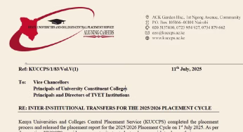 KUCCPS to Open 2025 Inter-Institutional Transfer Application on July 14, 2025