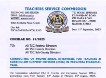 TSC CIRCULAR ON CONDUCTING OF PROMOTIONAL INTERVIEWS FOR TEACHERS AND CURRICULUM SUPPORT OFFICERS (CSOs) IN 2025/2026 FINANCIAL YEAR 1 TSC CIRCULAR ON CONDUCTING OF PROMOTIONAL INTERVIEWS FOR TEACHERS AND CURRICULUM SUPPORT OFFICERS (CSOs) IN 2025/2026 FINANCIAL YEAR
