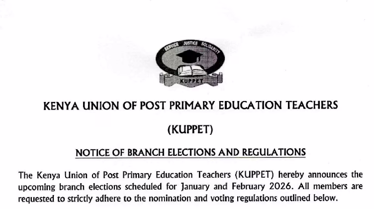 KUPPET BRANCH ELECTIONS 2026: REQUIREMENTS, FORMS, DATES AND VENUES 1 Kuppet elections 2026 full details