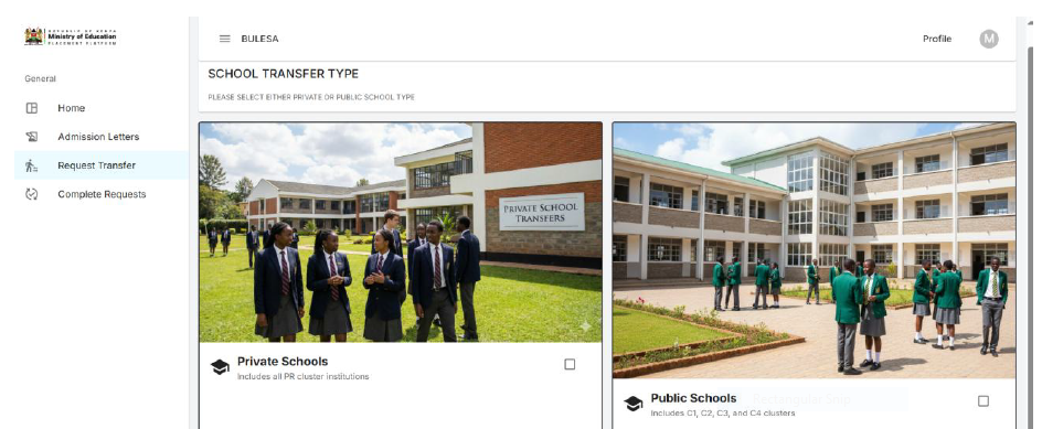 Grade 10 School Placement Transfer Page