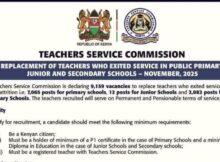 TSC advertises 9,159 replacement vacancies