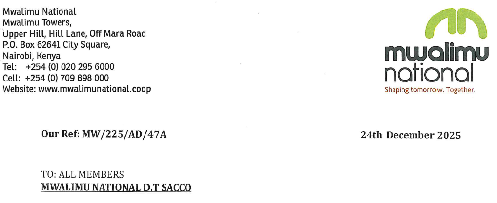 Mwalimu National Sacco Circular on Reduction of Interest Rates For Loans {Latest}