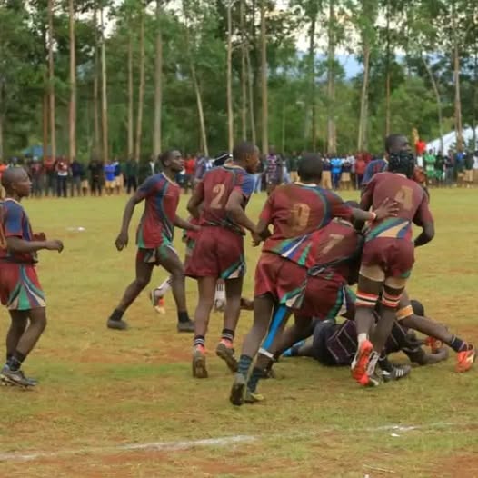 Past Rugby action at the Kenyan School Games' Cham,pionship. Photo- File. Check the Ministry of Education's Official Co-curricular activities Calendar .