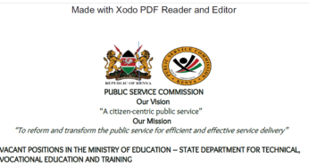 Available Job Vacancies for Vocational and Technical Trainers at TVETs in Kenya