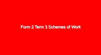 Form 2 Term 3 Schemes of Work