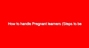 How to handle Pregnant learners (Steps to be taken if a learner is confirmed pregnant at school)