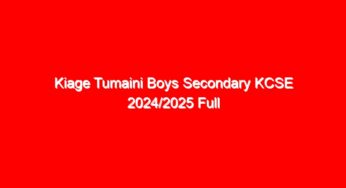 Kiage Tumaini Boys Secondary KCSE 2024/2025 Full Results Analysis {Verified Knec Official Results}