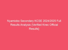 nyamiobo secondary kcse 2024 2025 full results analysis verified knec official results 712456