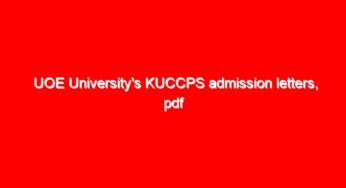 UOE University’s KUCCPS admission letters, pdf Lists Portal login
