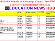 PDF List of all Senior Schools in Kakamega County {PDF Download}
