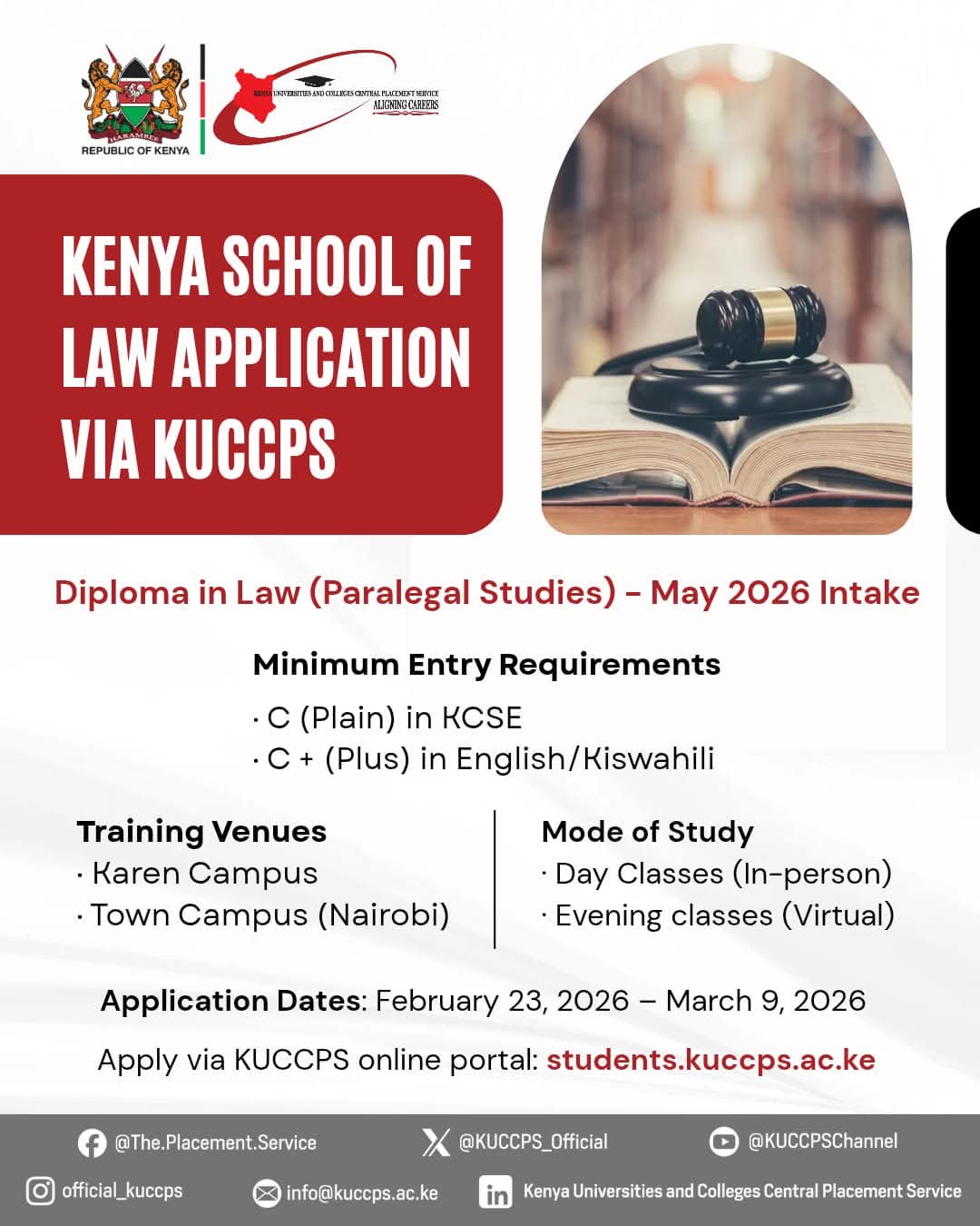 How To Apply For KSL Diploma In Law Course in 2026