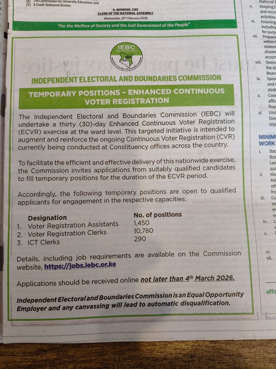 Latest IEBC Job Vacancies