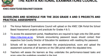 Knec official guide for 2026 Grade 4 and 5 projects and practical assessments