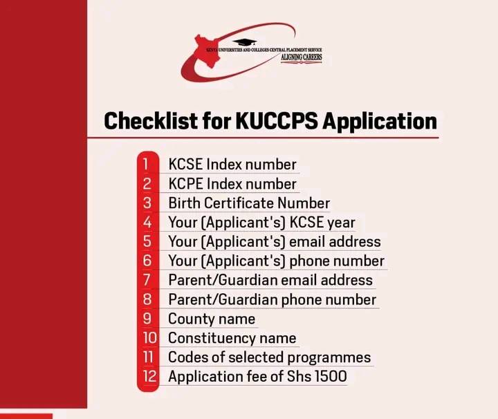 KUCCPS Courses application guide and requirements.