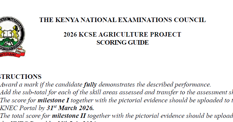 KCSE 2026 Project, Practical Exams Materials & Marking Schemes {Free PDF Downloads}