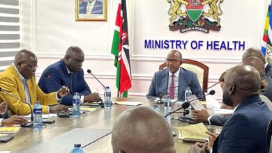 Health Cabinet Secretary Aden Duale (Centre) chairing a high-level meeting at the Ministry of Health. The meeting brought together the Social Health Authority, the Teachers Service Commission and the Kenya Union of Post-Primary Education Teachers' officials with the aim of aligning on the Mwalimu Comprehensive Medical Cover. The talks focused on constructive engagement and alignment on the way forward and aim to secure uninterrupted access to quality healthcare for teachers under the Social Health Insurance framework.