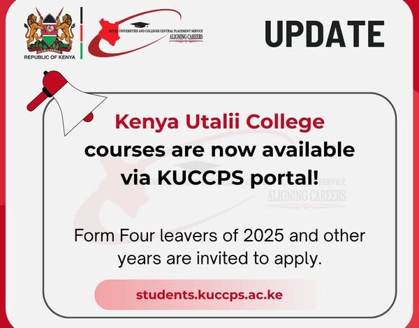 KUCCPS Opens Application for Kenya Utalii College Courses for 2026 Intake