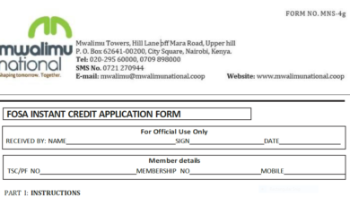 Mwalimu National Sacco FOSA Instant Loan Application Form {Free Download}