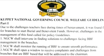 Official Kuppet BBF Guidelines For All Branches