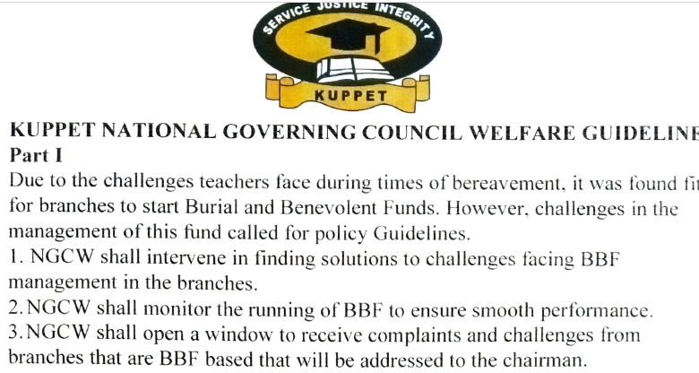 Official Kuppet BBF Guidelines For All Branches